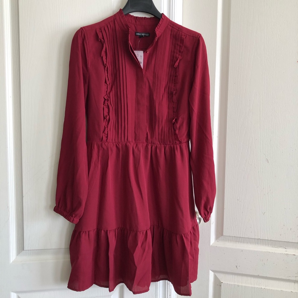 J Crew Ruffle pintuck dress